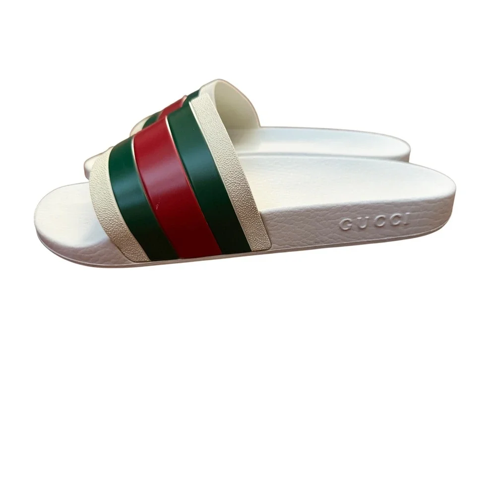 Gucci Pursuit Stripe Rubber Slide Sandals White | Mens Size 9 | Made in Italy